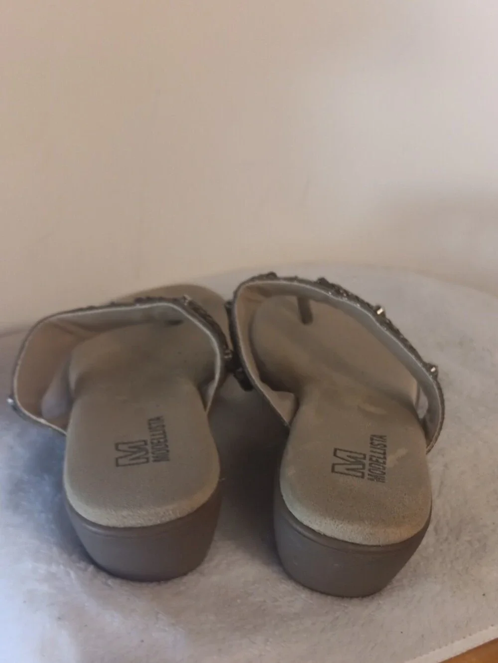 Metallic Braided Thong Sandals with Decorative Snake Print Accents - Silver